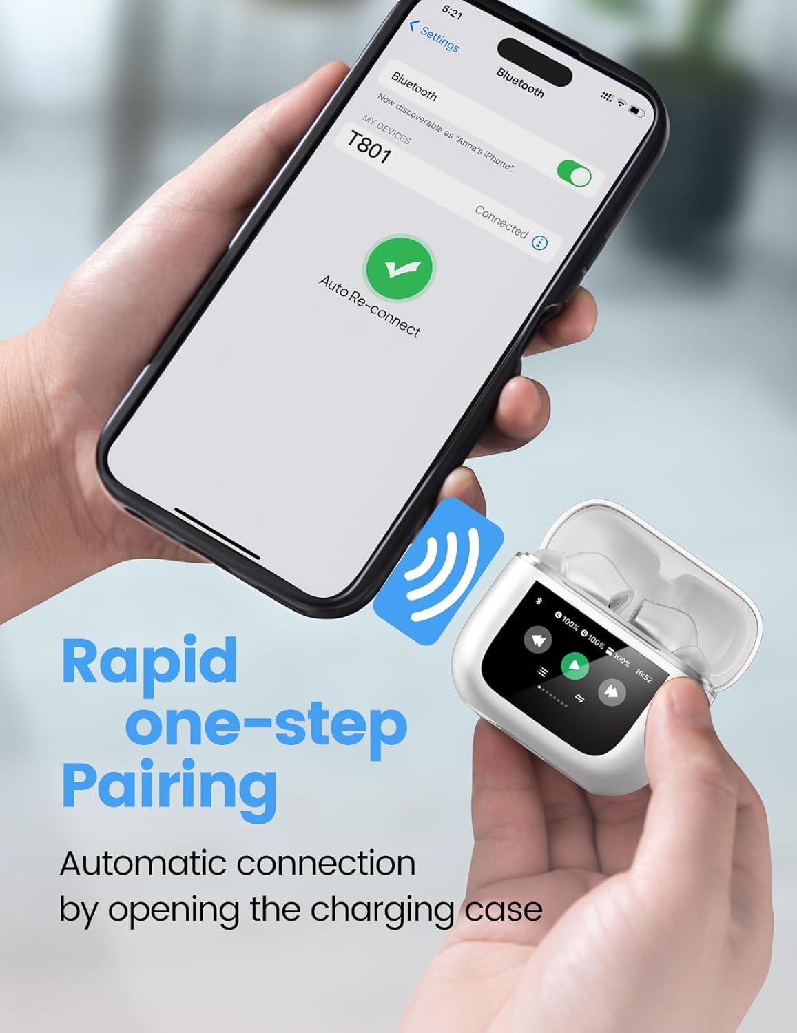 Wireless Earbuds Bluetooth 5.3 Headphones 50H Playtime Deep Bass Stereo Ear Buds with Mic IPX7 Waterproof Comfort Lightweight in Ear Earphones for Pad Android/Ios Phones Gifts for Women Men