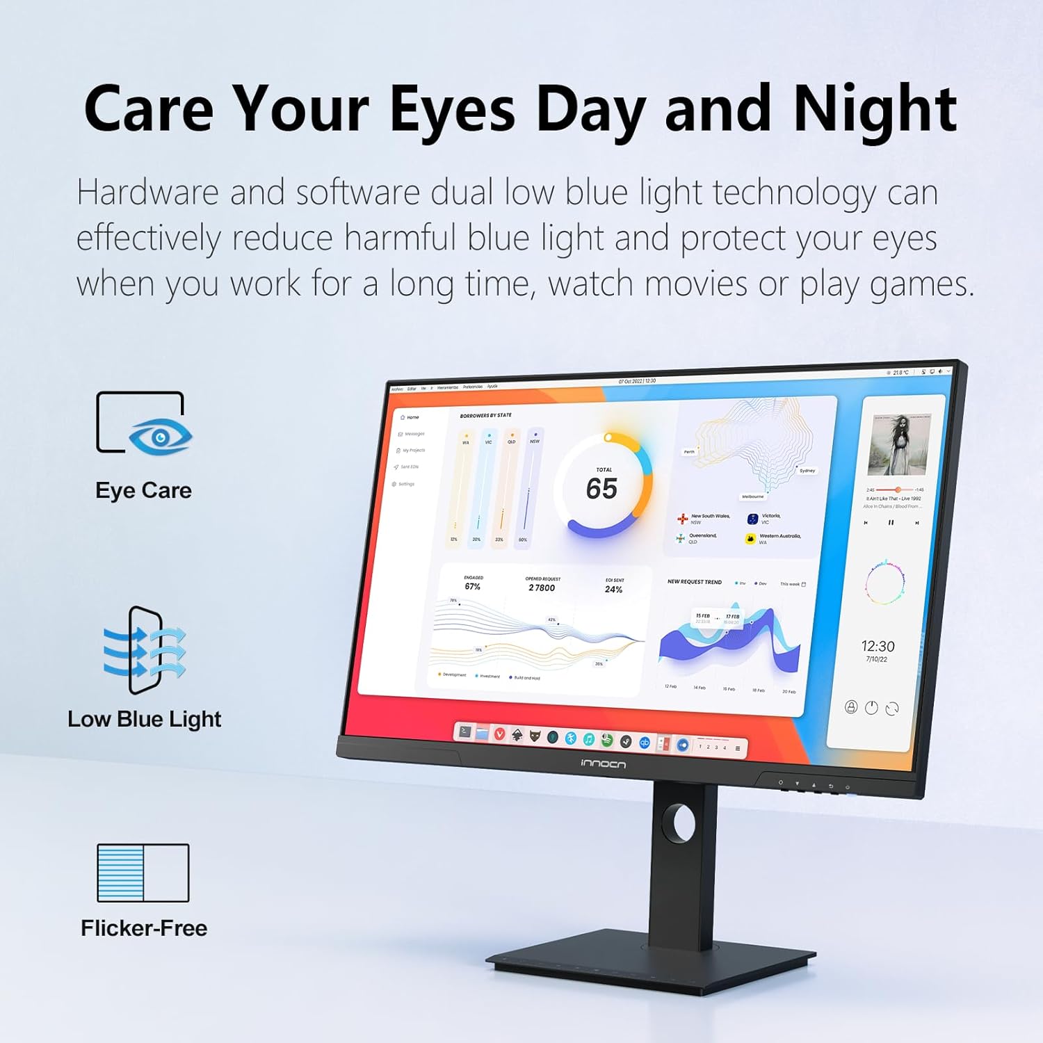 27" Monitor 120Hz FHD 1920 X 1080P IPS PC Computer Desktop Gaming Display Built-In Speaker, Eyes Care, Height/Pivot Adjustable, HDMI, VGA, VESA Mountable - Black, 27D1FR