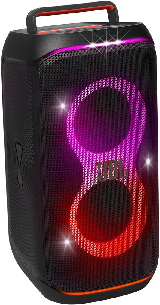 Partybox Club 120 - Portable Party Speaker with Foldable Handle, Powerful  Pro Sound, Futuristic Lightshow, up to 12 Hours of Play Time, Splash Proof, Dual Mic & Guitar Inputs (Black)