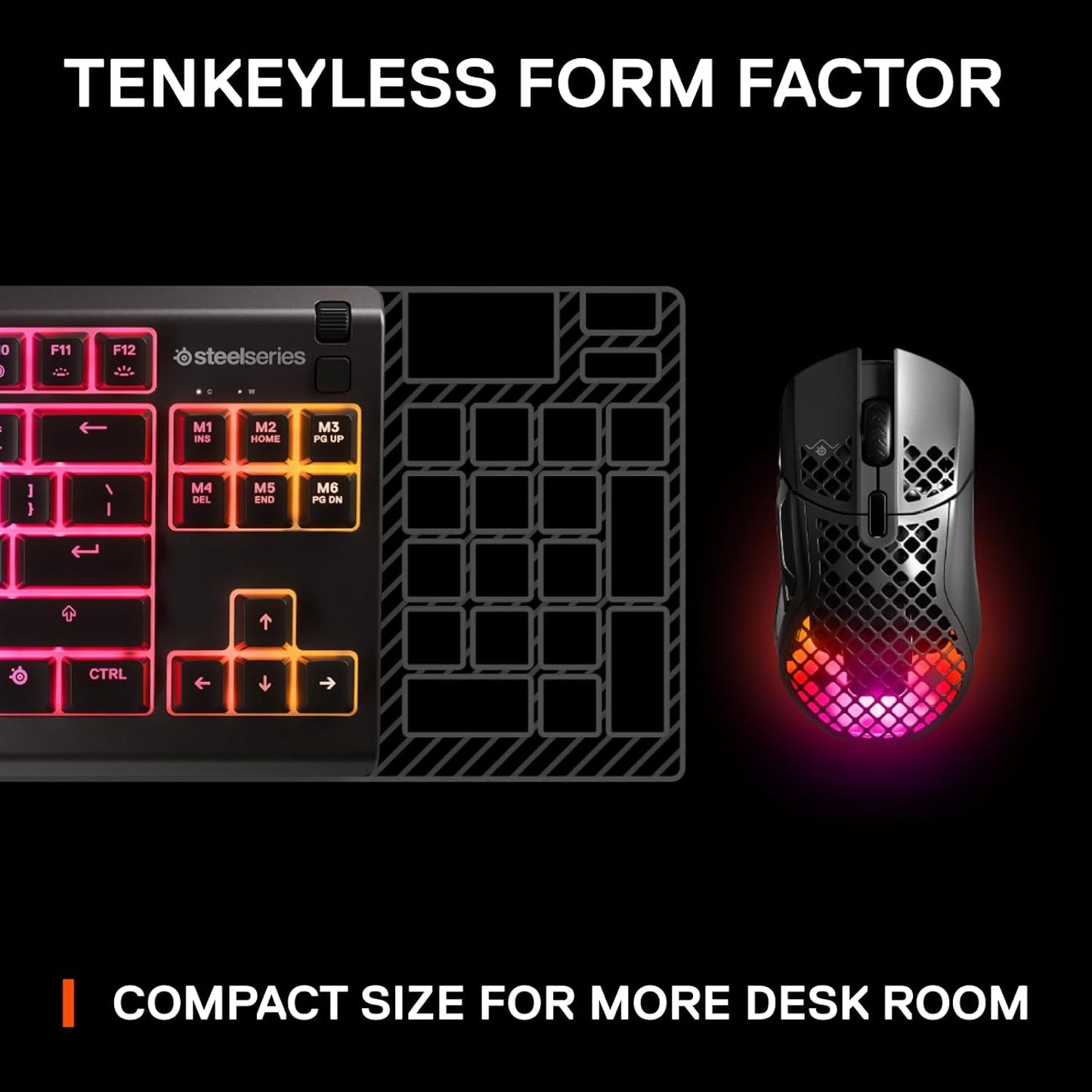 Apex 3 TKL RGB Gaming Keyboard – Tenkeyless Compact Form Factor - 8-Zone RGB Illumination – IP32 Water & Dust Resistant – Whisper Quiet Gaming Switch – Gaming Grade Anti-Ghosting,Black