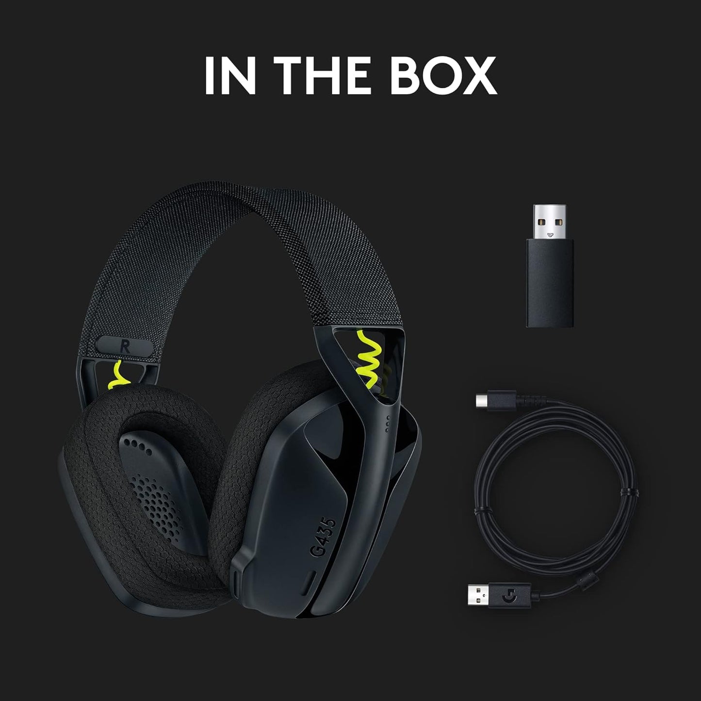435 LIGHTSPEED Wireless Bluetooth Gaming Headset - Lightweight, Built-In Mics, 18H Battery, Compatible with Dolby Atmos, PC, PS4, PS5, Nintendo Switch, Mobile - Black
