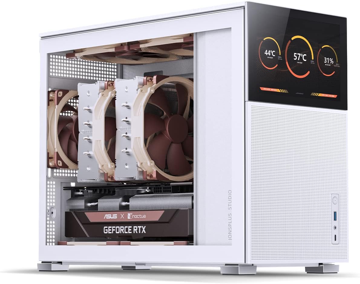 D31 MESH SC White Micro Computer Case with Screen, M-ATX/ITX Mainboard/Support RTX 4090(335-400Mm) GPU 360/280Aio,Power ATX/SFX: 100Mm-220Mm Multiple Tool-Free Design Pc Case