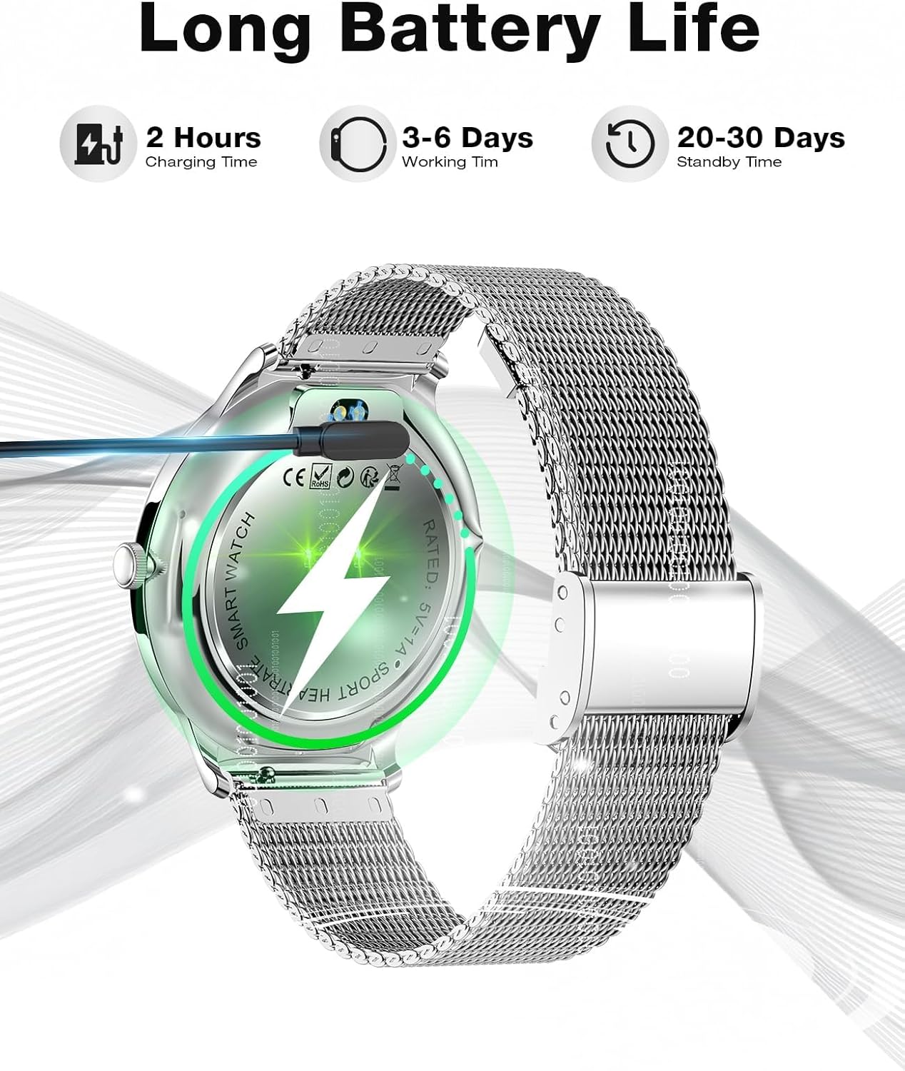 2025 Smart Watches for Women Men, 1.43" AMOLED Display Fitness Tracker with Heart Rate/Spo2/Sleep Monitor, Bluetooth Make/Answer Call, 100+ Sports Modes, IP67 Waterproof Smartwatch for Android Iphone