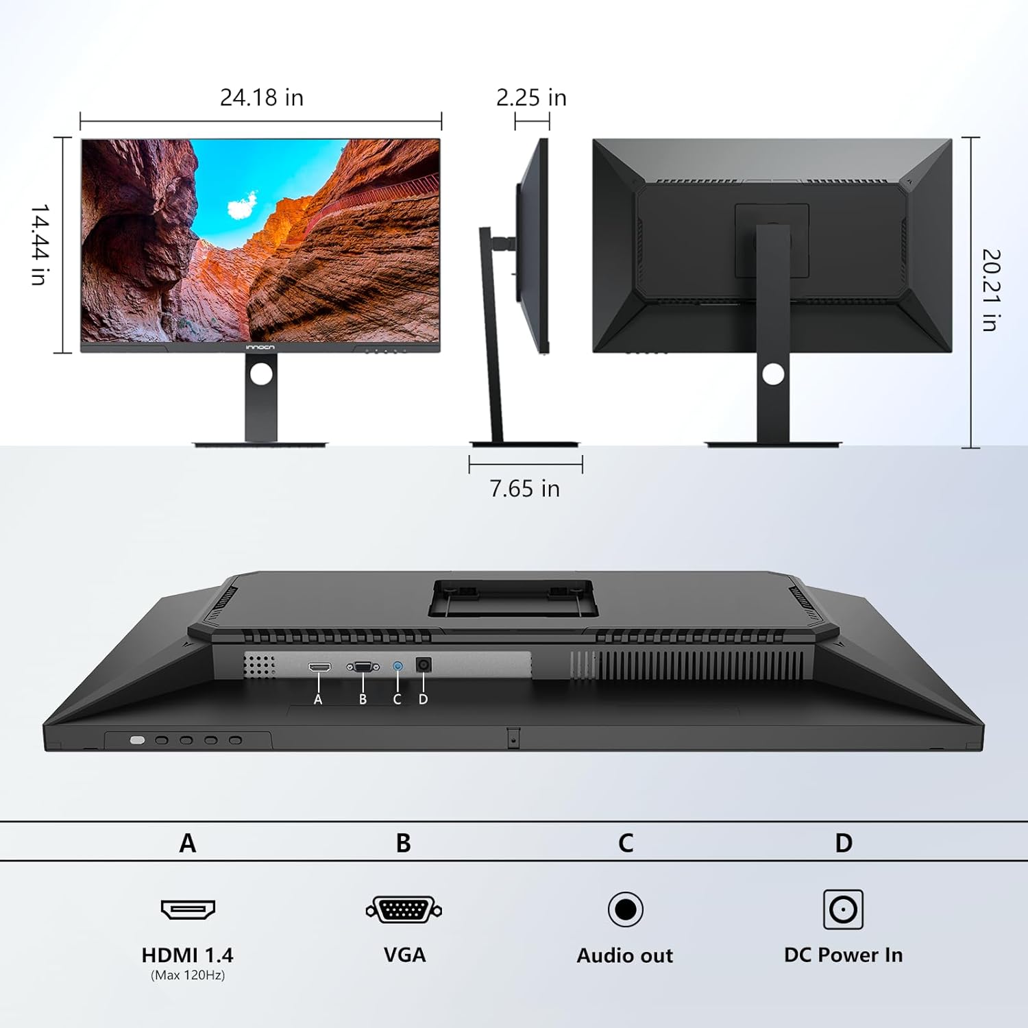 27" Monitor 120Hz FHD 1920 X 1080P IPS PC Computer Desktop Gaming Display Built-In Speaker, Eyes Care, Height/Pivot Adjustable, HDMI, VGA, VESA Mountable - Black, 27D1FR