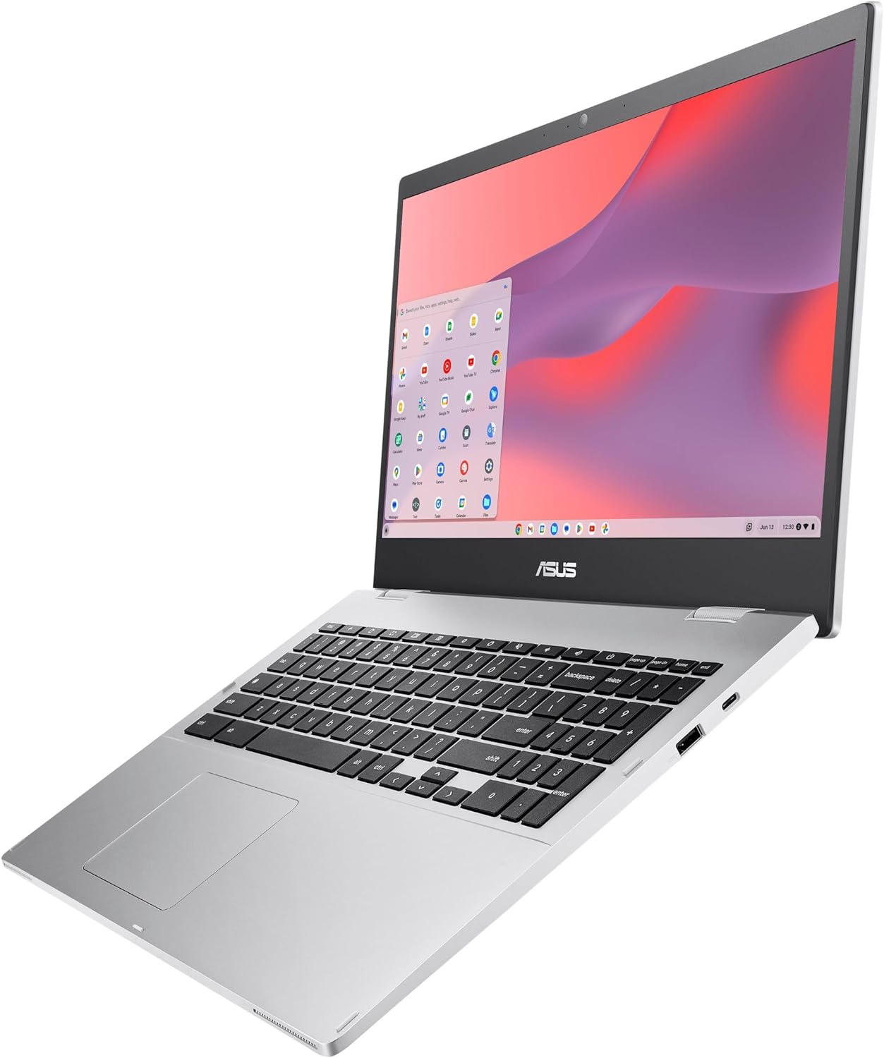 Chromebook CX1, 15.6" FHD Nanoedge Display, Intel Celeron N4500 Processor, 64GB Emmc Storage, 8GB RAM, Chromeos, Transparent Silver, CX1500CKA-AS84F
