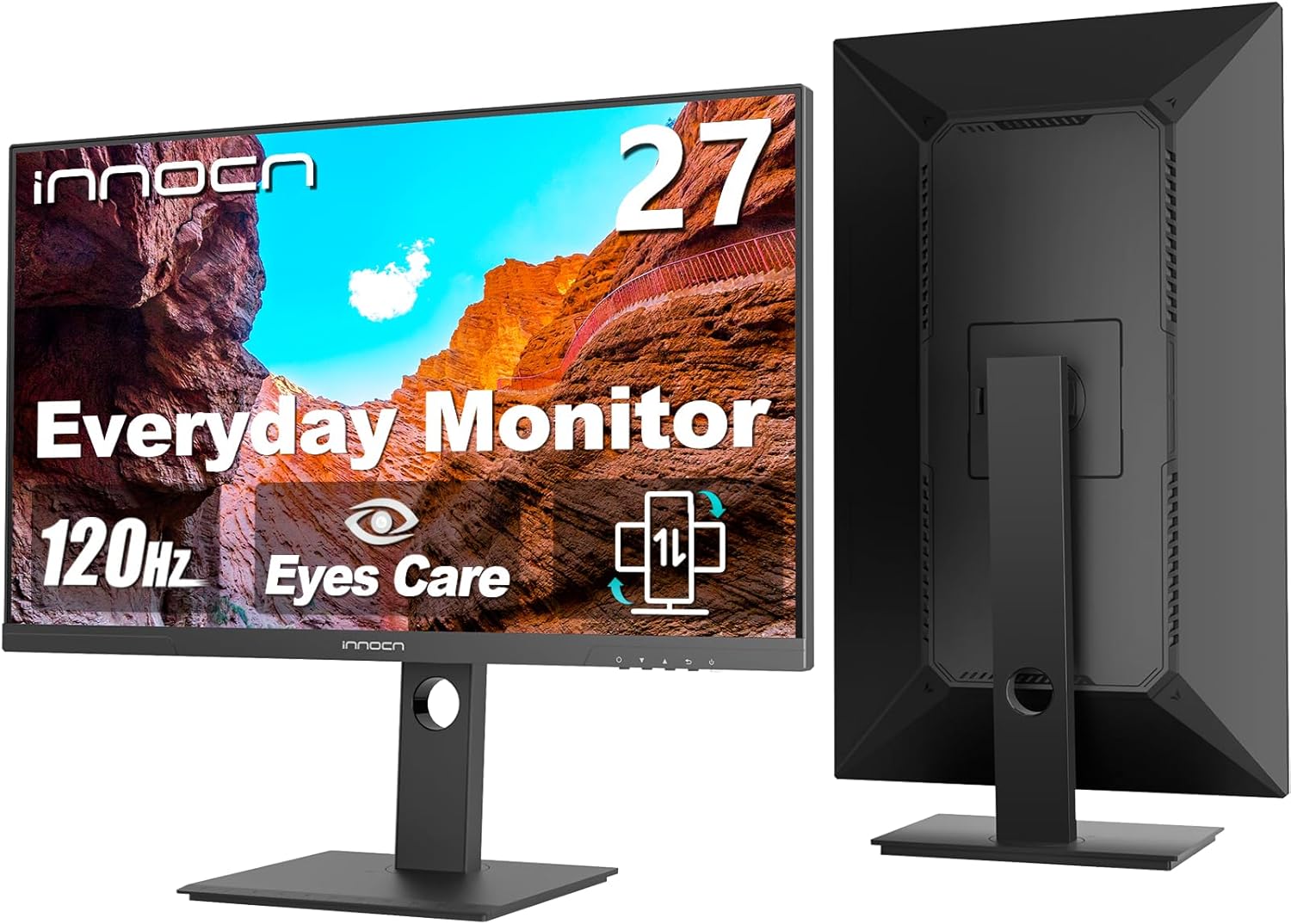 27" Monitor 120Hz FHD 1920 X 1080P IPS PC Computer Desktop Gaming Display Built-In Speaker, Eyes Care, Height/Pivot Adjustable, HDMI, VGA, VESA Mountable - Black, 27D1FR