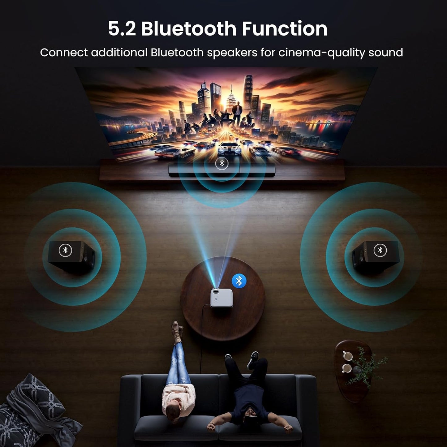 Official Google TV Smart Projector,  4K UHD Home Theater with Dolby Sound, Wi-Fi & Bluetooth, Built-In Streaming Apps, Compatible with Games Consoles & Smartphone, Indoor & Outdoor Use