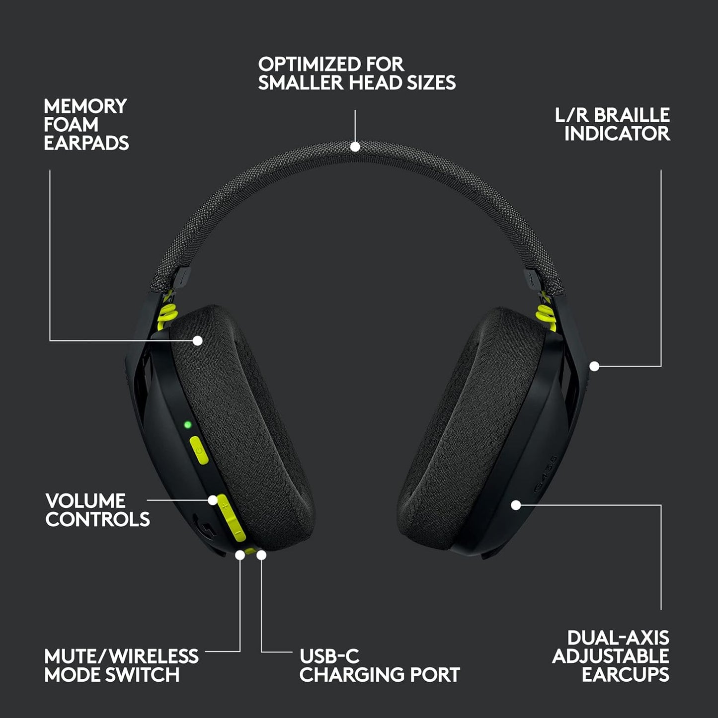 435 LIGHTSPEED Wireless Bluetooth Gaming Headset - Lightweight, Built-In Mics, 18H Battery, Compatible with Dolby Atmos, PC, PS4, PS5, Nintendo Switch, Mobile - Black