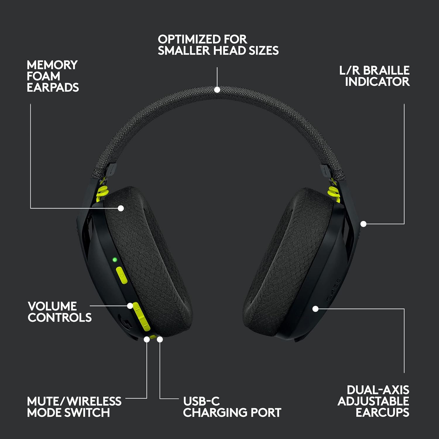 435 LIGHTSPEED Wireless Bluetooth Gaming Headset - Lightweight, Built-In Mics, 18H Battery, Compatible with Dolby Atmos, PC, PS4, PS5, Nintendo Switch, Mobile - Black