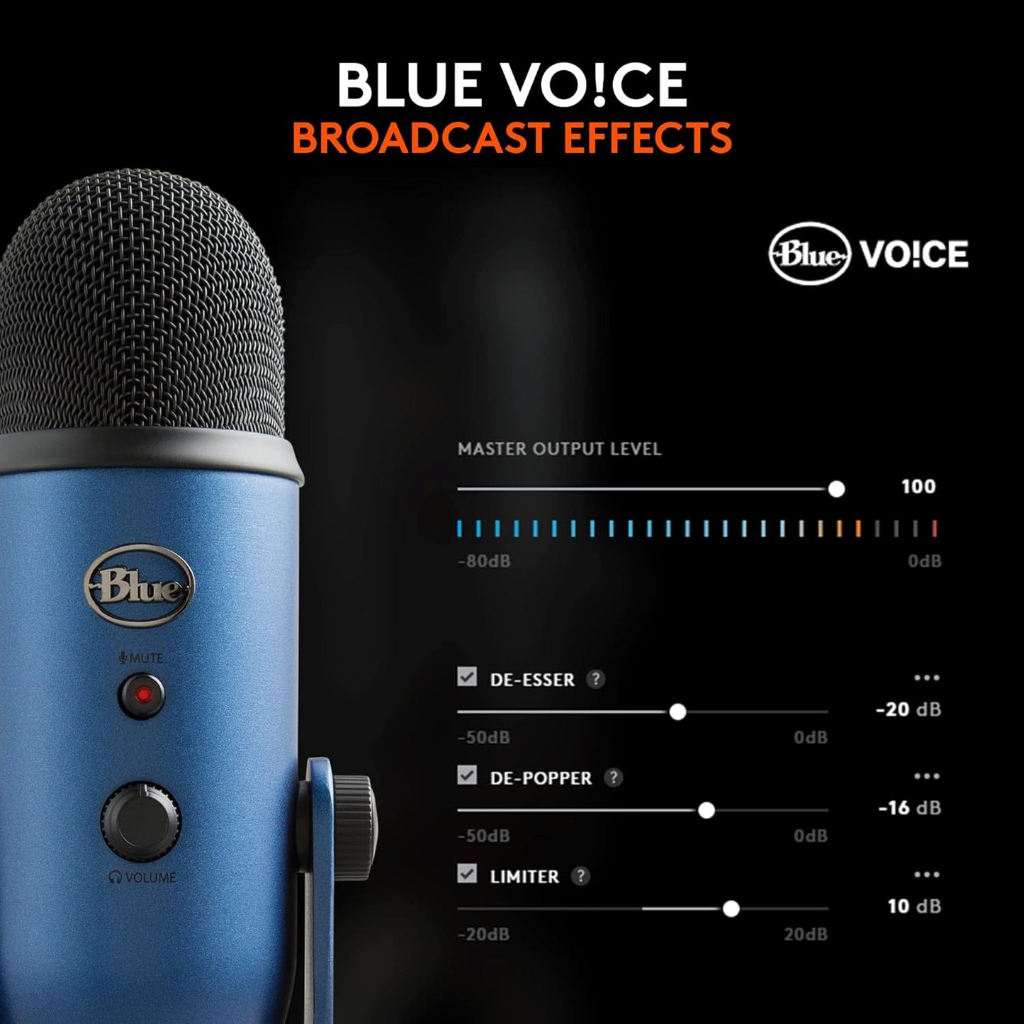 Logitech Creators  Yeti USB Microphone for Gaming, Streaming, Podcast, Youtube, Discord, PC, Studio Sound, Plug & Play-Midnight