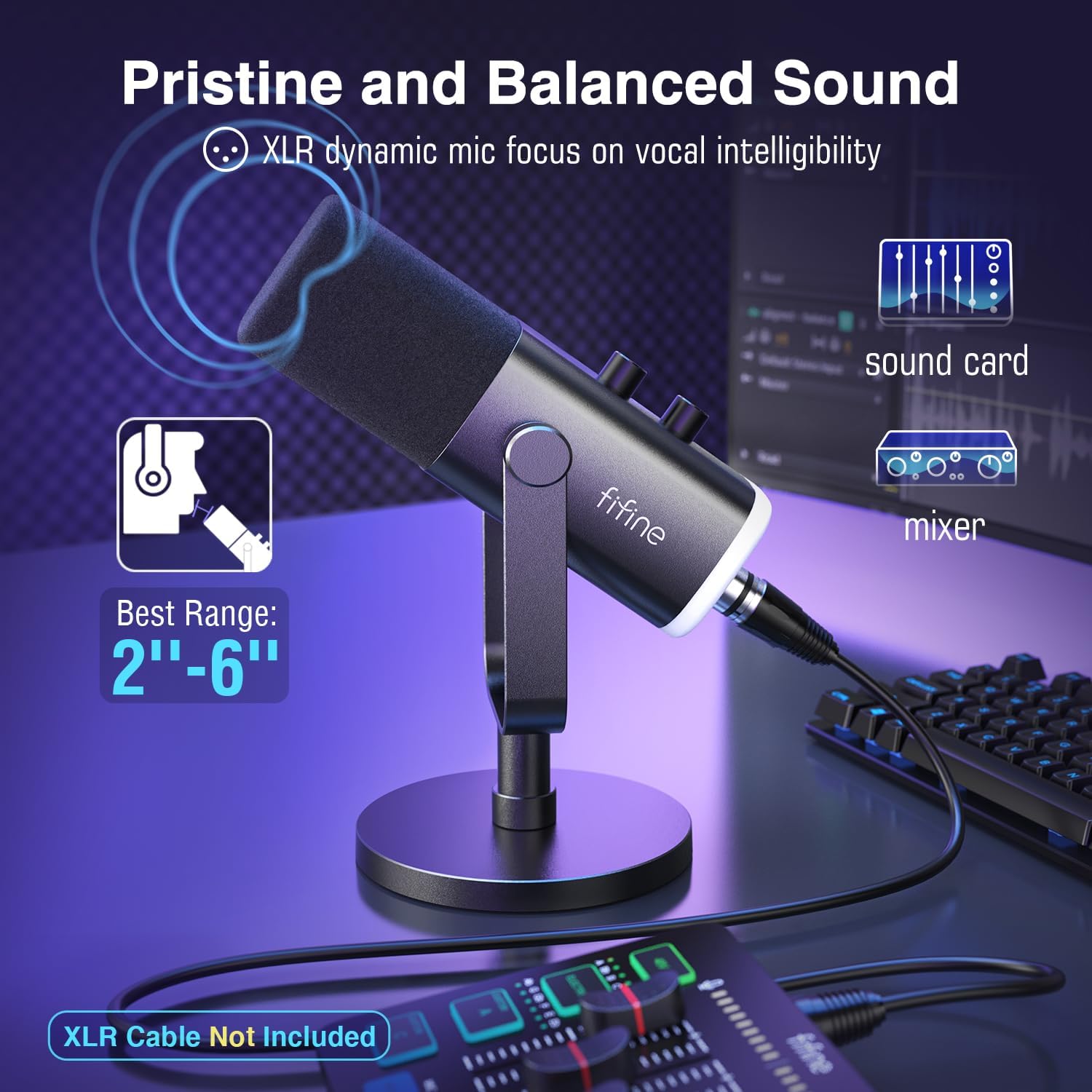 USB/XLR Dynamic Microphone for Podcast Recording, PC Computer Gaming Streaming Mic with RGB Light, Mute Button, Headphones Jack, Desktop Stand, Vocal Mic for Singing Youtube-Ampligame AM8