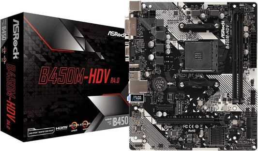 B450M-HDV R4.0 AMD B450 AM4 Socket Ryzen 2000 - 5000 Processors DDR4 3200 64GB HDMI DVI-D D-Sub Motherboard SATA 6Gb/S Micro ATX M.2