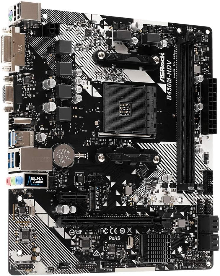 B450M-HDV R4.0 AMD B450 AM4 Socket Ryzen 2000 - 5000 Processors DDR4 3200 64GB HDMI DVI-D D-Sub Motherboard SATA 6Gb/S Micro ATX M.2