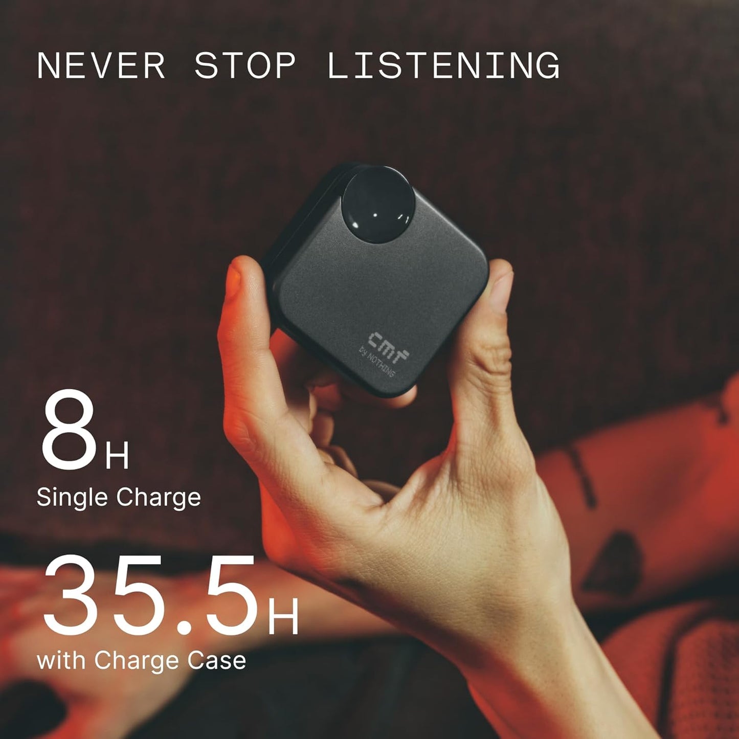 CMF Buds 2A Wireless Earbuds Active Noise Cancelling 42Db Hybrid ANC Bluetooth Headphones, 12.4Mm Dynamic Driver for Big Bass, 4 Mics Clear Calls, Sport Ear Buds for Iphone, Android, Dark Grey