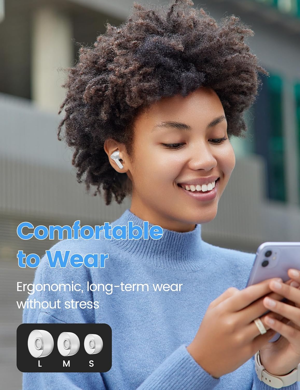 Wireless Earbuds Bluetooth 5.3 Headphones 50H Playtime Deep Bass Stereo Ear Buds with Mic IPX7 Waterproof Comfort Lightweight in Ear Earphones for Pad Android/Ios Phones Gifts for Women Men