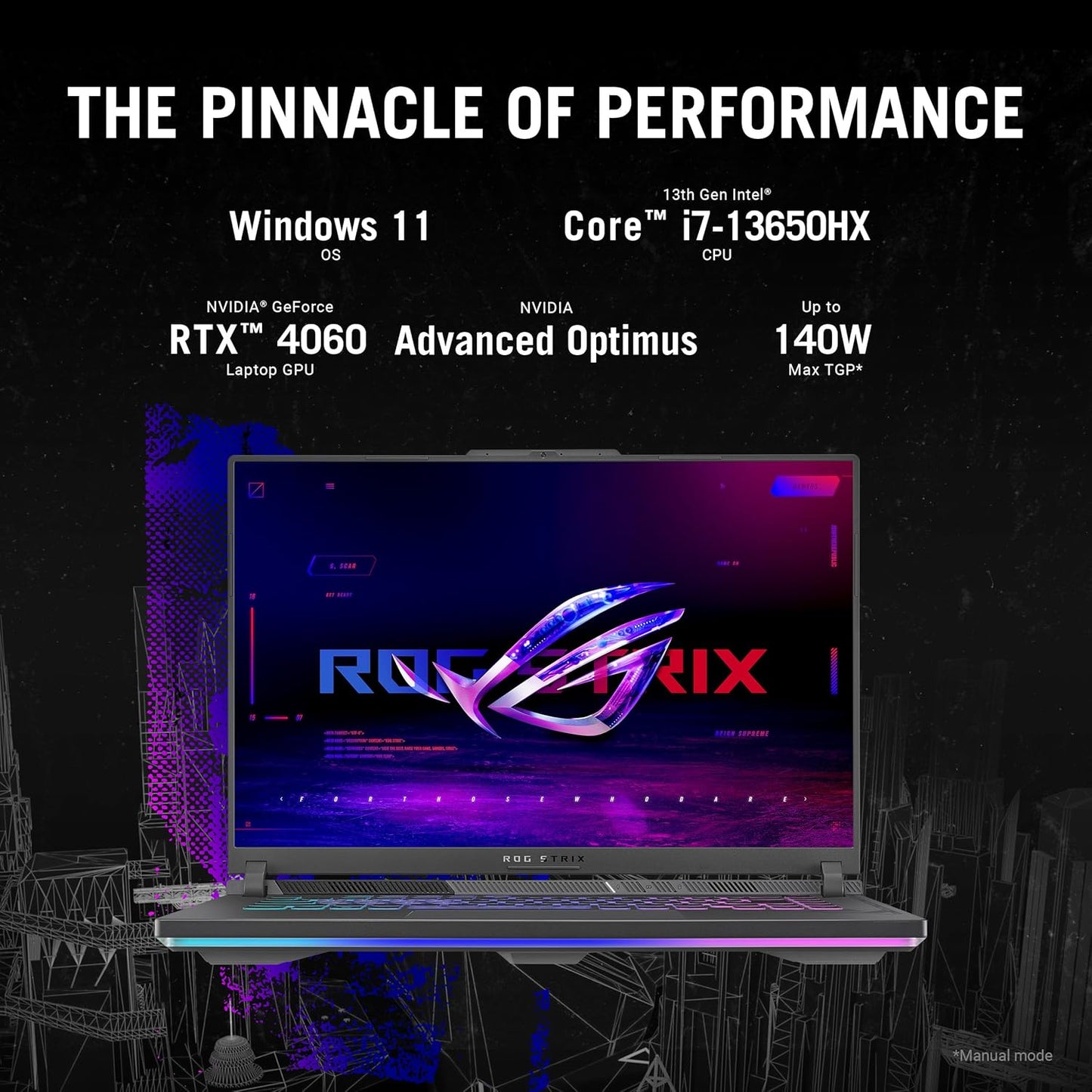 ROG Strix G16 Gaming Laptop, 165Hz Display, NVIDIA® Geforce RTX™ 4060, Intel Core I7-13650Hx, 16GB DDR5, 1TB Pcie Gen4 SSD, Wi-Fi 6E, Windows 11, G614JV-AS74
