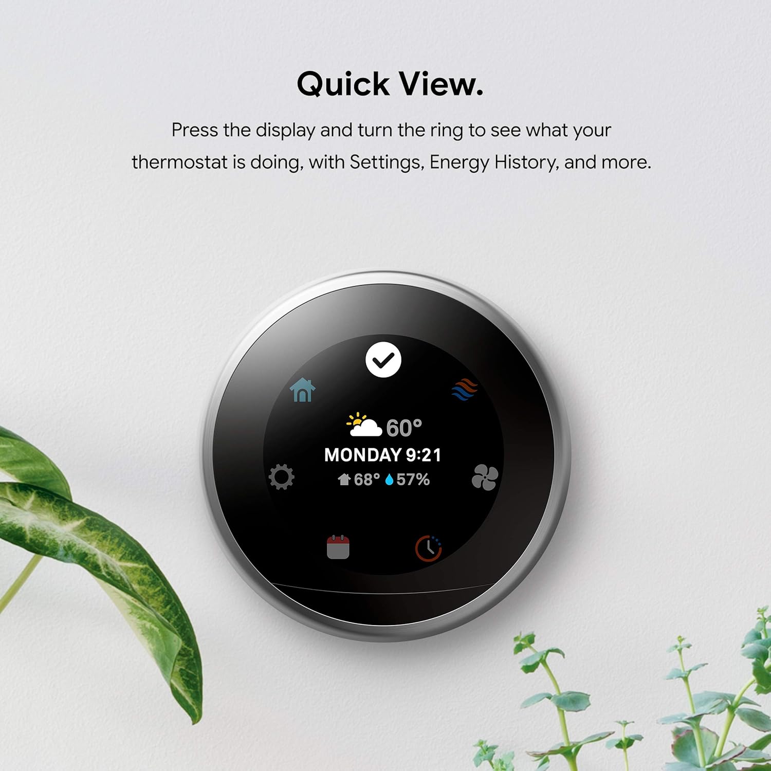 Nest Learning Thermostat - 3Rd Gen (2015) - Programmable Smart Thermostat for Home - Works with Alexa - Stainless Steel
