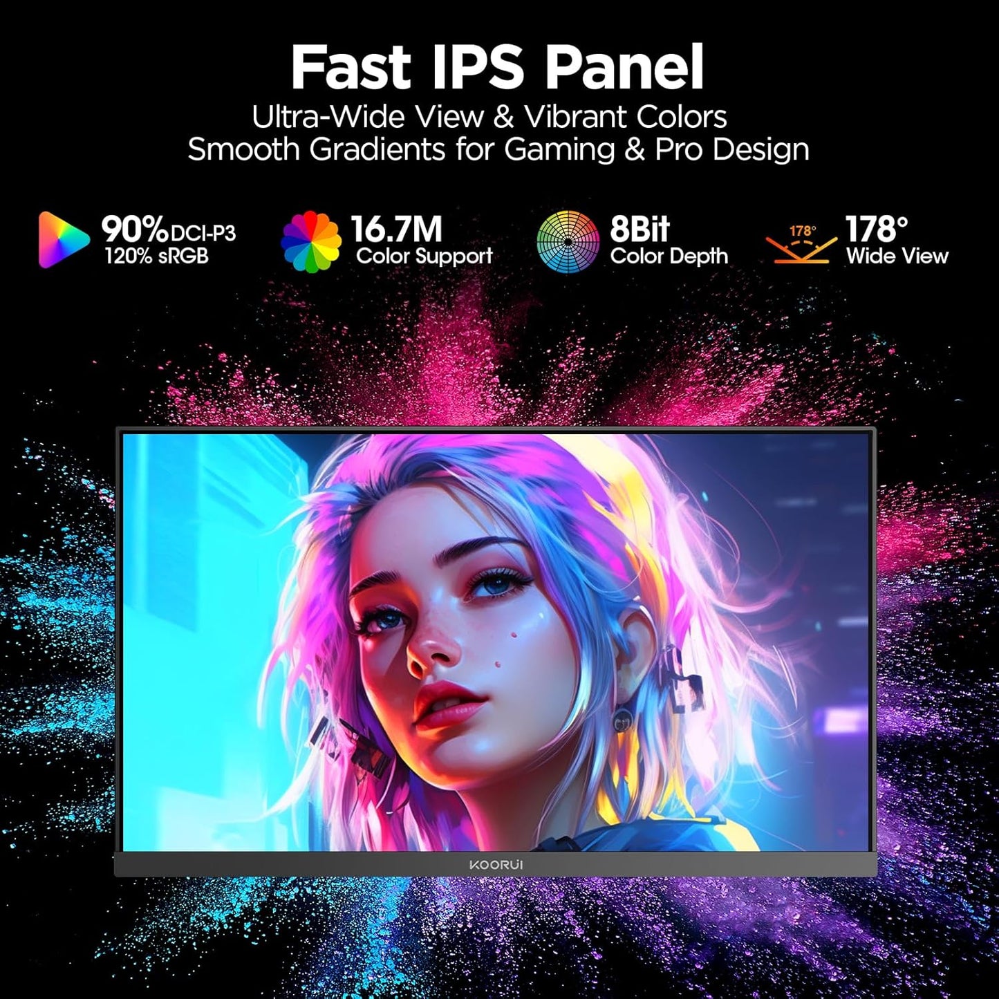 Gaming Monitor, 24" Fast IPS Computer Monitor, 200Hz FHD HDR400 Display, 1Ms PC Screen, 90% DCI-P3 Color Gamut, Adaptive Sync, Ultra Slim Frame, VESA Mountable, HDMI 2.0, DP 1.4, G2411P