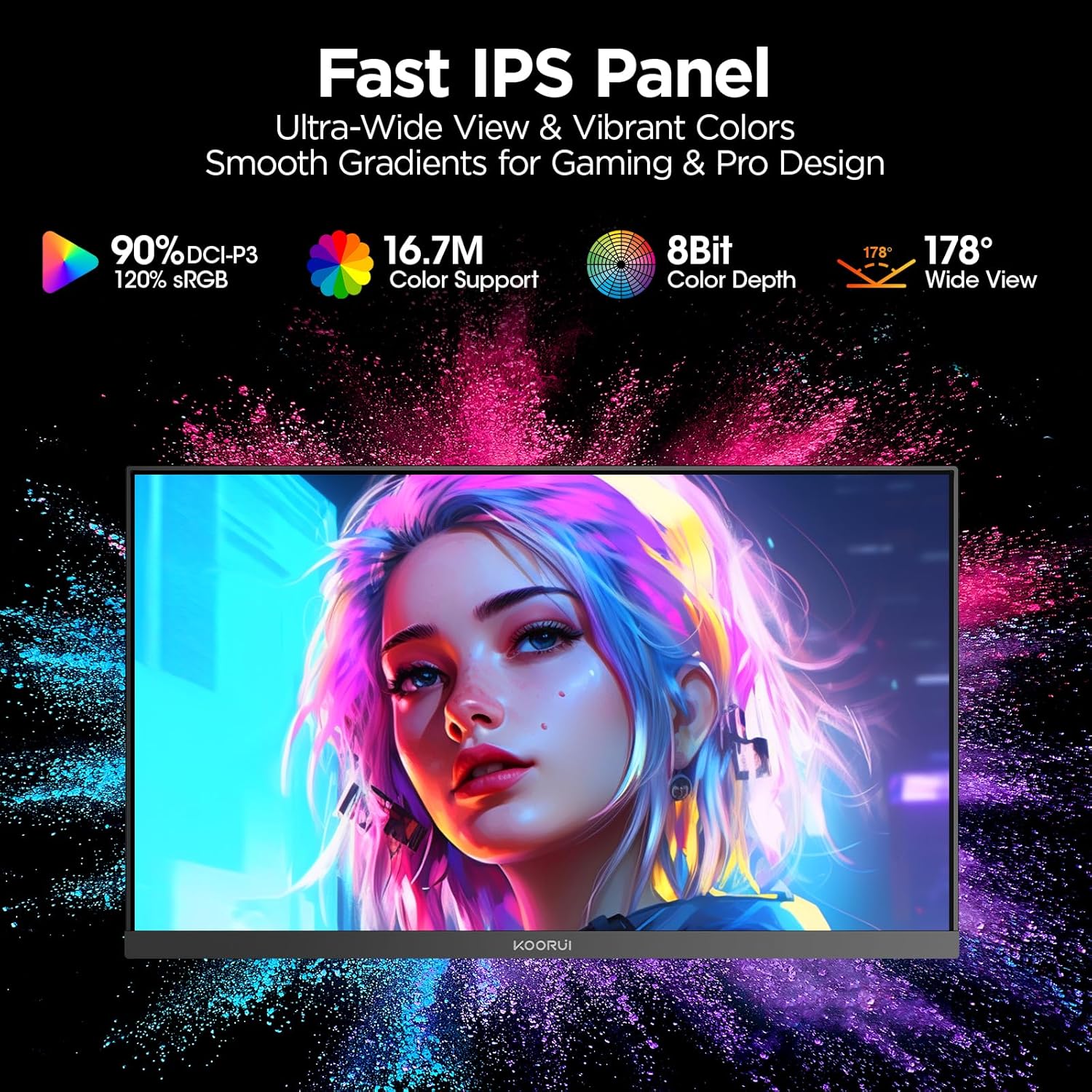 Gaming Monitor, 24" Fast IPS Computer Monitor, 200Hz FHD HDR400 Display, 1Ms PC Screen, 90% DCI-P3 Color Gamut, Adaptive Sync, Ultra Slim Frame, VESA Mountable, HDMI 2.0, DP 1.4, G2411P