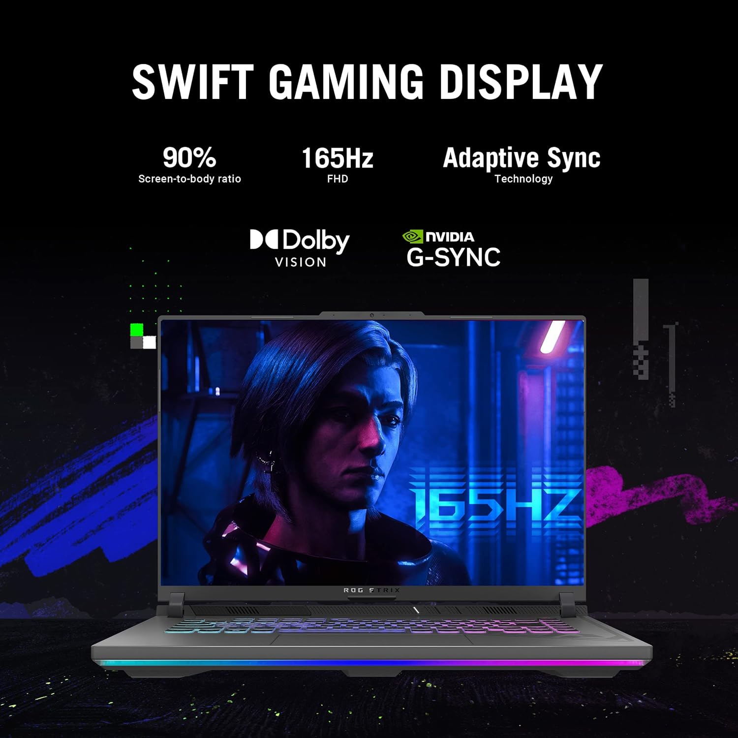 ROG Strix G16 Gaming Laptop, 165Hz Display, NVIDIA® Geforce RTX™ 4060, Intel Core I7-13650Hx, 16GB DDR5, 1TB Pcie Gen4 SSD, Wi-Fi 6E, Windows 11, G614JV-AS74