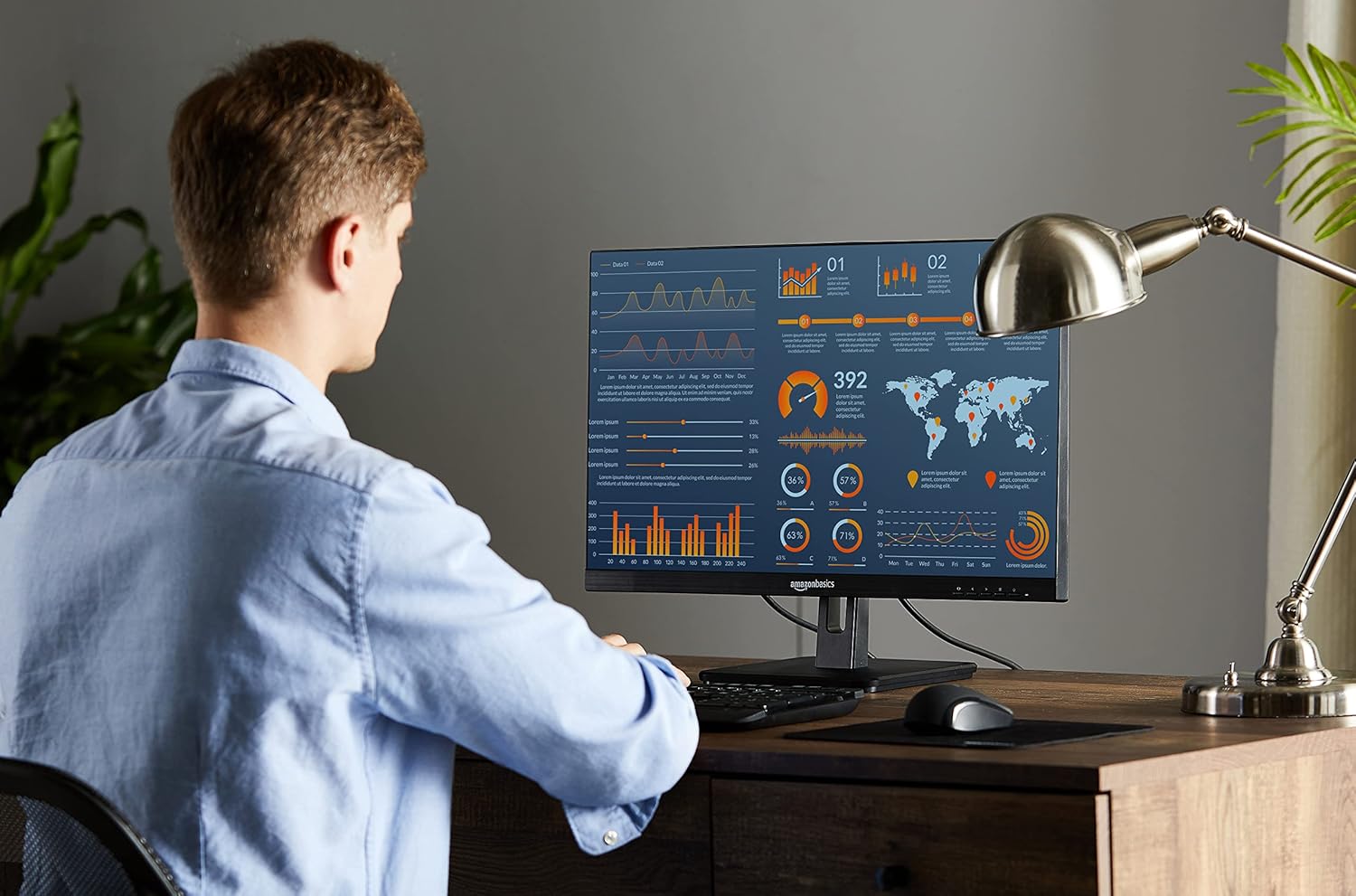 IPS Monitor 75 Hz Powered with AOC Technology FHD 1080P HDMI, Display Port and VGA Input VESA Compatible Built-In Speakers for Office and Home, 27 In, Black