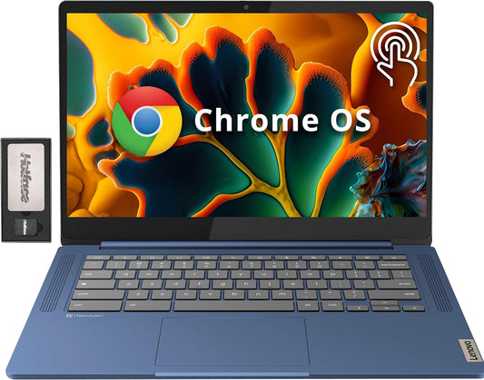 Ideapad Slim 3 Chromebook, 14″ FHD IPS Anti-Glare Touchscreen, Mediatek Kompanio 520, 4GB LPDDR4X, 224GB Storage(64Gb Emmc+160Gb Docking Station Set), Webcam, Wifi 6, Chrome OS, Blue