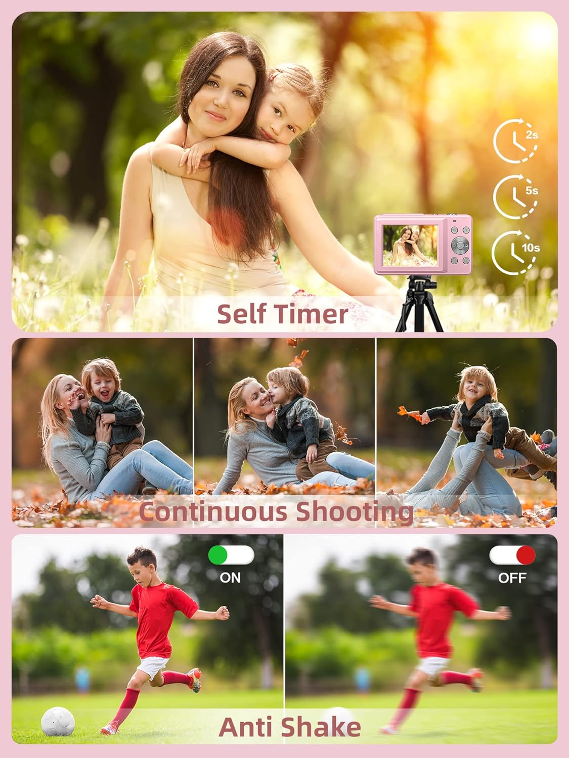 Digital Camera, FHD 1080P Camera, Digital Point and Shoot Camera with 16X Zoom anti Shake, Compact Small Camera for Boys Girls Kids