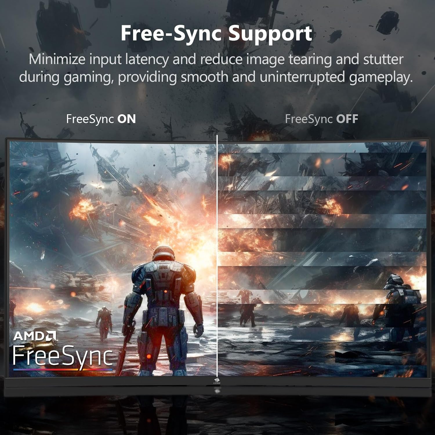 Z-Edge 32 Inch Curved Gaming Monitor, 16:9 QHD 2K 2560X1440 170/144Hz 1Ms Frameless LED Gaming Monitor, AMD Freesync Premium Display Port HDMI