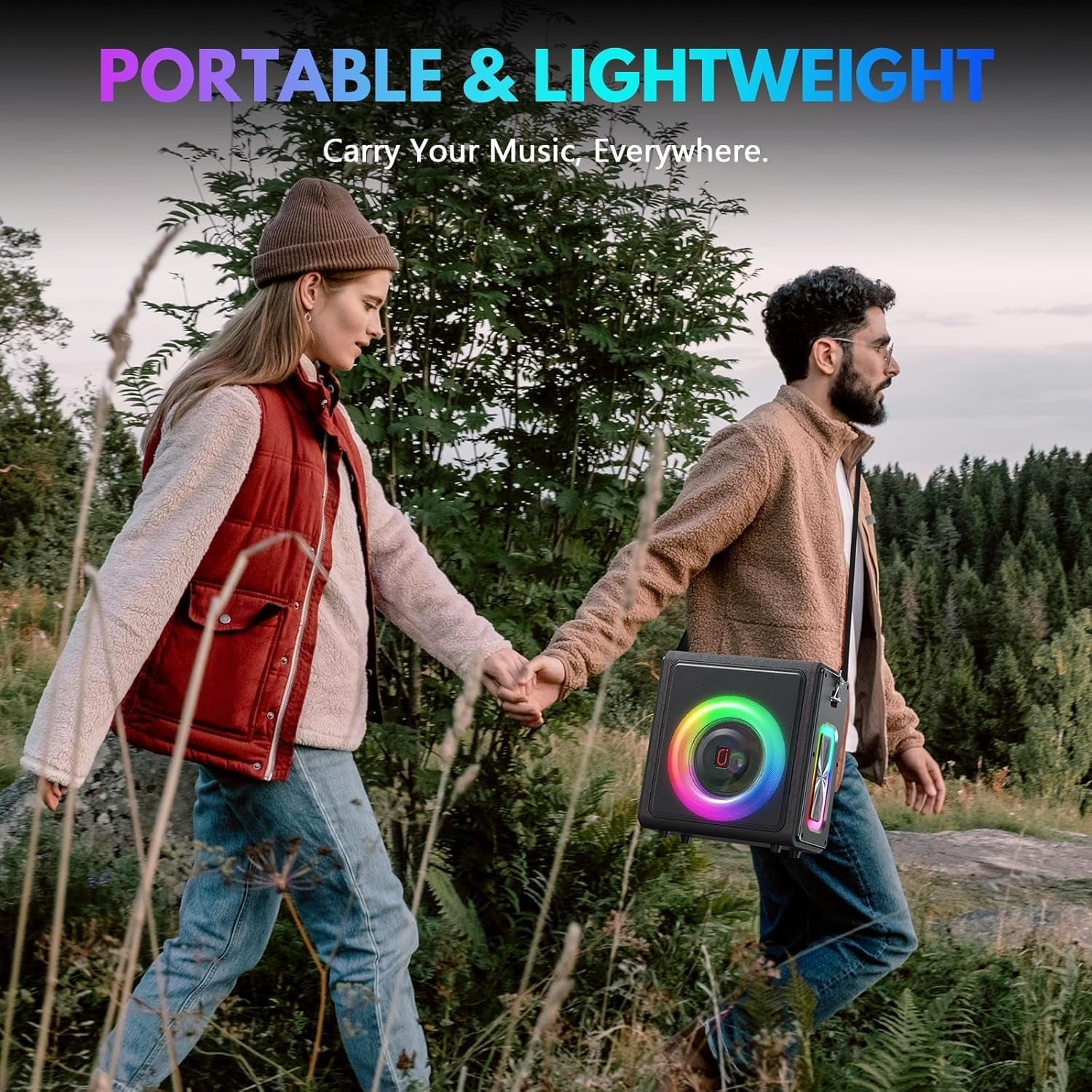 Karaoke Machine, Portable Bluetooth 5.3 Speaker with 2 Wireless Microphones for Adults, PA System with Pitch Correction & Echo Adjustment, Supports TWS/TF Card/Usb/Aux/Live/Rec for Home Party