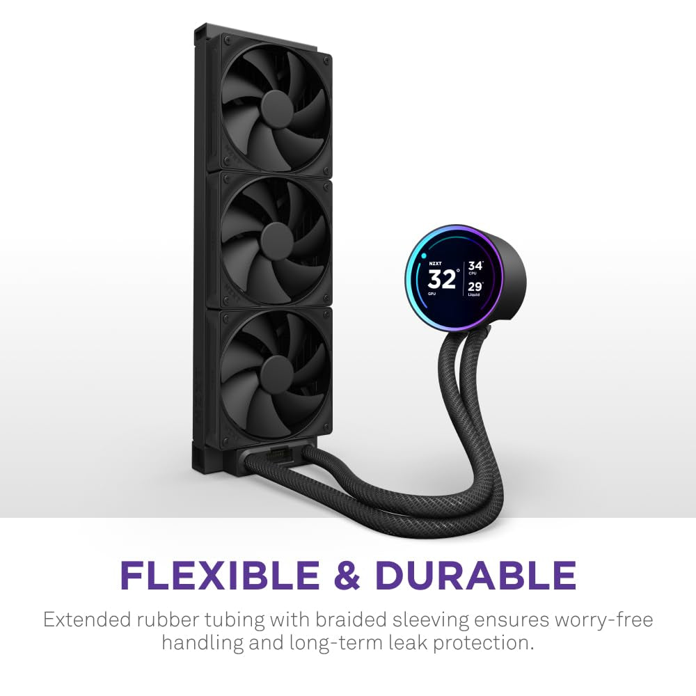 Kraken Elite 360 2024 - AIO CPU Liquid Cooler - 360Mm Radiator - 3 X F120P Fans - Customizable 2.72" IPS LCD -  Turbine Pump - AMD® AM5, AM4 - Intel® LGA 1851/1700, 1200/115X - Black