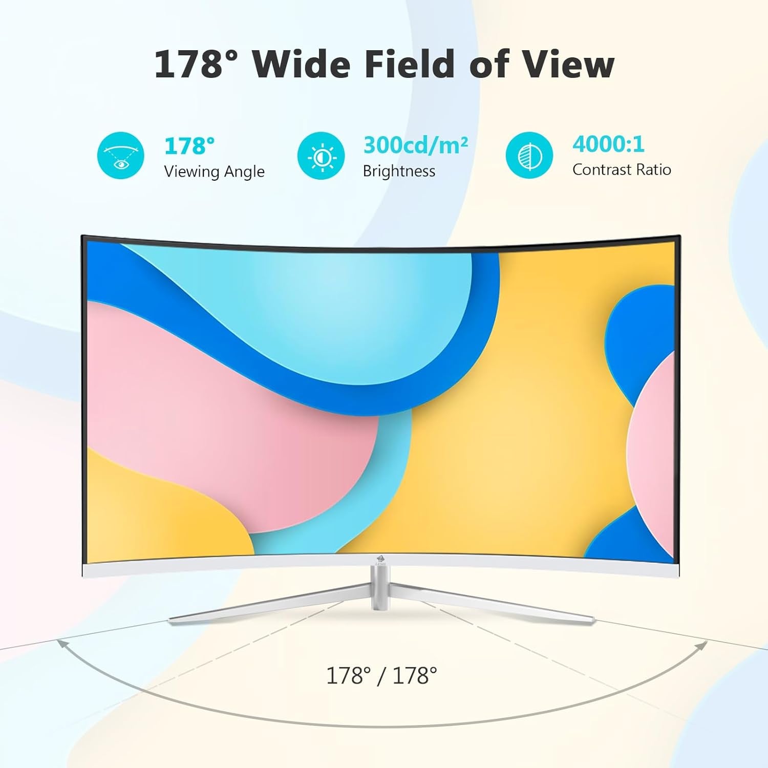 Z-Edge 24-Inch Curved Gaming Monitor, Full HD 1080P 1920X1080 LED Backlight Monitor, with 75Hz Refresh Rate and Eye-Care Technology, U24C 178° Wide View Angle, VGA+HDMI