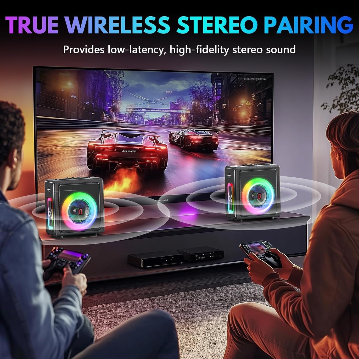 Karaoke Machine, Portable Bluetooth 5.3 Speaker with 2 Wireless Microphones for Adults, PA System with Pitch Correction & Echo Adjustment, Supports TWS/TF Card/Usb/Aux/Live/Rec for Home Party