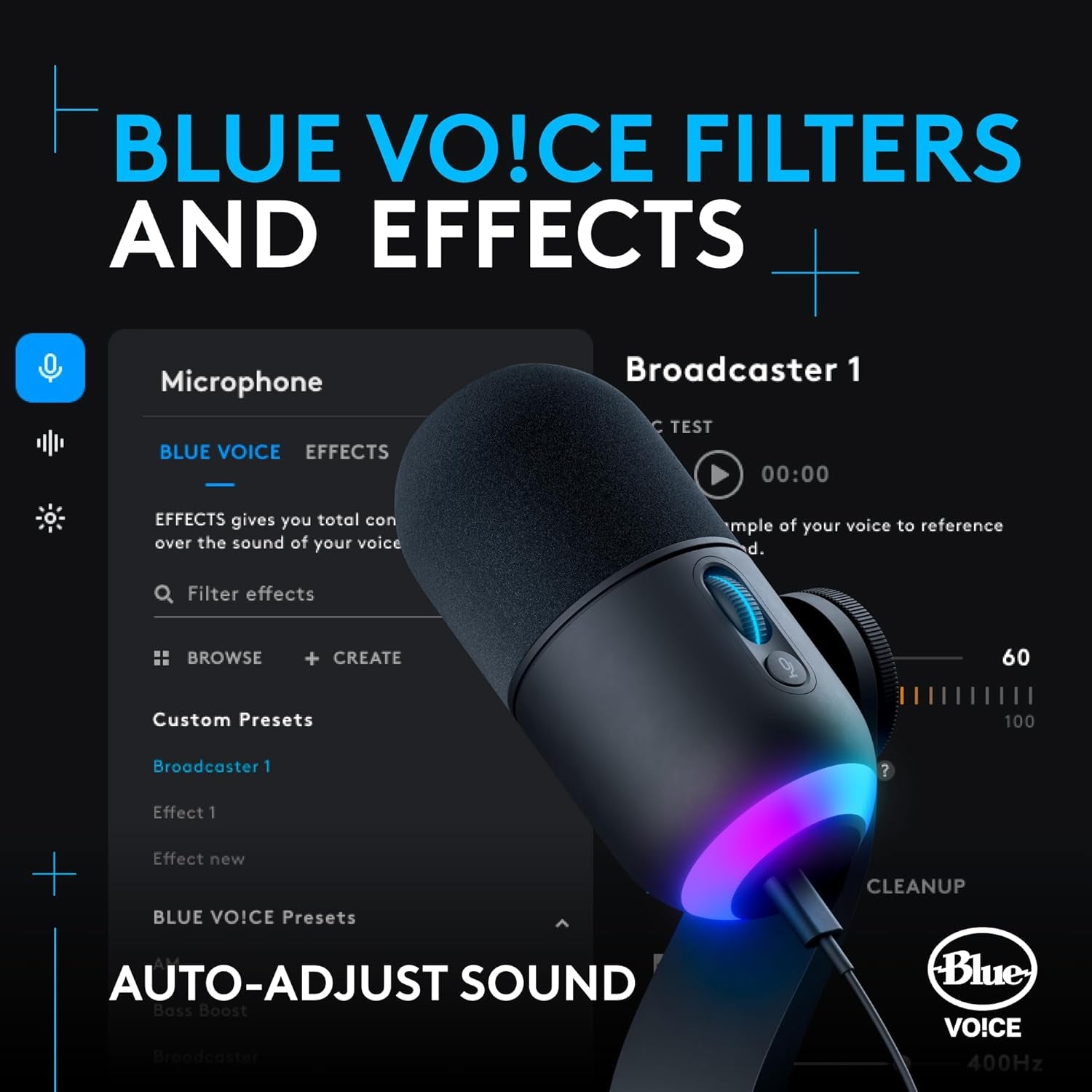 Yeti GX Dynamic RGB Gaming Microphone, Podcast Microphone with LIGHTSYNC, Blue VOICE, G HUB Control, USB Plug and Play - Black